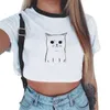 Tanks pour femmes CDJLFH 2024 Crop top blanc d'été Femme Femme à manches courtes T-shirt imprimé Harajuku Tops Femmes Claid Claid pour street