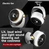 Elektriska fläktar 3600mAh Camping Fan Rechargeble Desktop Portable Circulator Wireless Tak Electric Fan With Power Pack LED LightingWx