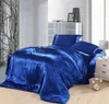 Zestaw na kołdrę królewską niebieską jedwabna satyna kalifornijska królowa królowa pełna podwójne pasy do łóżka do łóżka doona 5pcs492547522