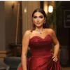 Satin satin robes de soirée sombres formelles pour les femmes arabes avec un train sur-digne chérie plus taille célébrité Prom Pageant robes vestidos de novia