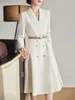 Sukienki swobodne Superaen White Dress Kobiet Jesień i Zima High End 2024 Office Lady Suit