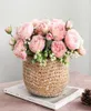 Fleurs artificielles en soie haute qualite 5 rose artifielle avec tige restaurang rum bröllop dekoration simulering bouquet3086413