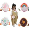 Meisjes donut crossbody tas kinderen schattige kleine schouderjongen siliconen mini munt portemonnee portemonnee kinderen regenboog messenger handtassen 240429