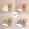 Wall Lamp Wooden Nordic Modern 6 Colours Rechargeable Lights Indoor Home Living Room Bedside E27 Sconce