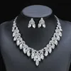 European and American Vintage Necklace Earrings Two piece Set Crystal Gem Short Collar Chain Women's Fashion New High Quality Accessories