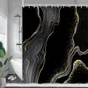 Siyah mermer duş perdesi soyut geometrik altın dokulu modern sanat banyo perdeleri kumaş ev küvet dekor kancalar 240429