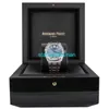 Montres de luxe APS Factory Audemar Pigue Royal Oak Watch 37mm Blue Index Hour Mark Dial STPW