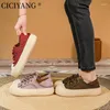 أحذية غير رسمية Ciciyang Women Board أصلية الجلود 2024 الربيع مريحة للسيدات منصة الخبز المسطحة منصة