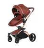 Kinderwagen Baby Kinderwagen 3 in 1 Luxus Kinderwagen für geborene Kutsche PU Leder High Landscape Trolley Car 360 Drehungsteigerungschale