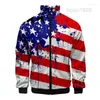 Mens Jackets USA vlag Amerikaanse sterren en strepen 3d stand kraag mannen vrouwen ritsjack casual lange mouw jas kleren mannetje