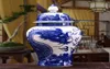 Vazen Antieke Chinese Dragon Classical Qing Ceramic Big Ginger Jar Blue and White Porselein Floor Vaas voor kostbaar geschenk1215692