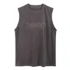 Vintage Mens Y2K Vest Letter Lavé Tops Summer High Street Punk Style Vest Hip Hop Unisexe T-shirts sans manches Streetwear 240429