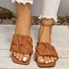 Slippers Womens Summer Flip Flat Bottom New Fold Korean Sandals Green Large Size 35-42 H240509