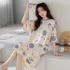 Sumber Women Sleepwear Summer solto Seção de mangas curtas e de mangas curtas INS Home Red Student Tamanho do serviço fofo grande fêmea de comprimento de cabeceira de comprimento médio