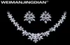 WEIMANJINGDIAN White Gold Color Plated Cubic Zirconia Floral Design Zircon CZ Necklace Earring Wedding Jewelry Sets D18101002173572182143