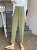 Pantaloni da donna primaverile Donne casual in alto in vita streetwear signore coreano caviglia verde lunghezza estate sciolte pantaloni tagliati larghi