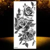 Realistische schwarze Rosenblume Temporäre Tattoos falsch wasserdichte Tatoo Körperkunst Arm Bein Blumenblätter Bloosom Tattoo Aufkleber Make -up 240423