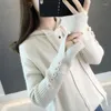 Damen Hoodies 2024 Herbst Winter mit Kapuze Frauen Pullover Tops Koreaner loser Pullover Strickwege Solid Color Casual Female Female Mantel