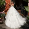 Robe de mariée de robe de bal de lacet de luxe 2024 Sweetheart Lace Up Ruffles Multilleuse Long Train Tulle Brides Bridal Gowns Princess Vestidos de Novias Customated