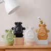 Wazony nordycki nowoczesny ceramiczny wazon do wystroju domu zabawny dzieł kwiat kwiatowy na półkę