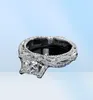 Donne annate vintage fatte a mano Principessa Cut 2ct Diamond 925 Sterling Silver Engagement Cand Band Ring per Women9621561