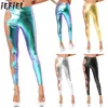 Mutandine da donna Iefiel Womens Sexy Exotic Metallic Sfalti Sullo Spazzati Stranari Leggings High Waist O-Ring Stretch Yoga Long Pants Stylish