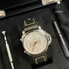 고급 기계적 시계 화려한 빈티지 가죽 스트랩 손목 시계 페네리오 루미노 시리즈 PAM00654 자동 기계식 흰색 다이얼 전체 액세서리 세트
