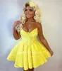 Abiti da festa qanz sexy giallo vestidos para eventos specials con giacca in pizzo ritorno a casa corta una formazione back -up occasioni formali