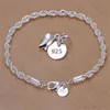 Kette Neue hohe Qualität 925 Sterling Silber 4mm Frauen Männer Kette Männlich verdrehte Seilarmbänder Mode Silberschmuck