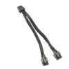 new 25cm Braided Y-Splitter GPU Adapter Cable PCIe 8 Pin Female To Dual 2X8 Pin(6+2) Male PCI Express Power Adapter Extension Cablefor GPU Adapter Extension