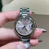 Unisex Dials 자동 작업 시계 카터 블루 풍선 시계 소프트 체리 꽃 핑크 기계 여성 33mm WSBB0068