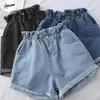 Damesjeans Pulabo All Match Sashes Casual Women Denim Shorts Crimment High Taille Slim Summer Feminino Chic Ladies Bottom 2