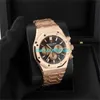 Luxury Watches APS Factory Audemar Pigue Royal Oak Watch 41mm Brown Index Hour Mark Dial Rose Gold Strq