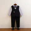 Abito per bambini abiti da ragazzi set di performance per pianoforte Costume Pantaloni per bavaglini per Chorus Host Little Host (camicia + boutonniere + bowtie + giacca + pantaloni + gilet)