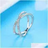 Anéis de casamento simples feminino fofo fl CZ Diamond Ring Jewelry Luxury 925 Sterling Sier noivado colorf Zircon para mulher Presente Dhoy8