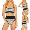 Women's Swimwear 2024 Womens Leopard Print Bikinis Set Two Pieces Split Swimsuit Tummy-Control Bathing Suit For Tropical Vacations Surfing