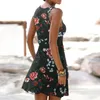 Casual Dresses Floral Print Holiday Beach Dress For Women Summer Loose Tank Ladies Hollow Out Party A Line Sundress Vestidos