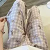 Pantaloni da pigiama a quadri da donna per donne che dormono in stile coreano alla caviglia estate lunghezza per dormire abiti per la casa