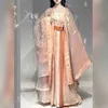 Etniska kläder Grön broderad Hanfu kinesisk traditionell stil sommarsångstil stor ärmskjorta veckad gradient Womens klänning