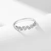 Ringos de cluster Jinrom Wheat Ear Diamond Design 925 Sterling Silver CZ Zircon Finger para jóias femininas finas