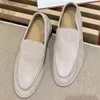 LP Couples Sapatos Summer Walk Charms embelezados Suede mocassins Moccasins Couro de couro genuíno Casual Men Men Luxury Designer Dress Shoes Factory calçados tamanho 35-46