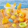 Песчаная игра с водой Fun Beach Tools 14 кусочков Sendpit Toy Set Yellow Duck Beach Toys с песчаными формами ковшой лопаты водопольные банки для песчаных форм инструмент D240429