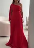 One Shoulder Evening Dress Long A Line Formal Dress Black Crepe Formal Party Prom Gown for Women