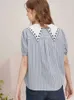 Polos femininos Molan French Woman Blouse Blush Collar Camisa de manga curta Love Feminino Bordado Estrangeiro Chic