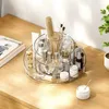 Cosmetic Organizer rotating storage box acrylic transparent makeup flat rack desktop decoration table Q240429