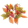 Decorative Flowers Halloween Thanksgiving Day Party Decoration Artificial Leaf Ring Layout Props Wreath Rings Pillar Candles