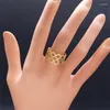 Cluster Rings Trendy Chain Open Ajustbale For Women Stainless Steel Gold Color Finger Ring Jewelry Anillos Acero Inoxidable R10S02