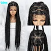 Plecione peruki dla czarnych kobiet syntetyczna koronkowa peruka Big Knotless Box Braids Peruka 613 Blondynka Pełna koronkowa peruki Braided Parged 240423