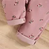 Ensembles de vêtements 1 à 4 ans pour nourrissons filles d'automne de printemps rose blanc à manches longues à imprimé floral pantalon pantalon tenue pour tout-petit pour tout-petit