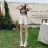 Jeans pour femmes short en jean rose blanc pour l'été à taille taille pace à la taille a-ligne minceur de jambe large lâche pantalon court